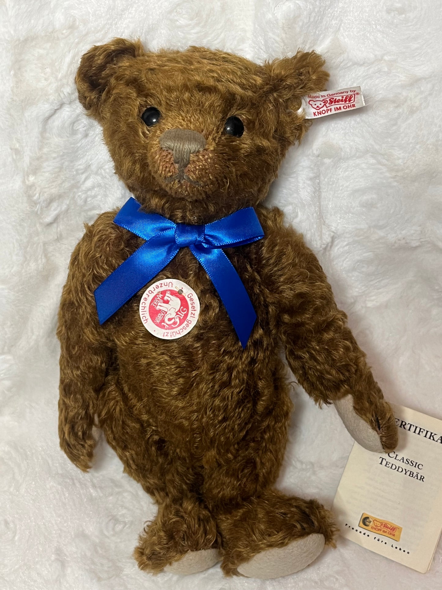 Steiff Classic Chocolate Brown Teddy Bear - White Tag